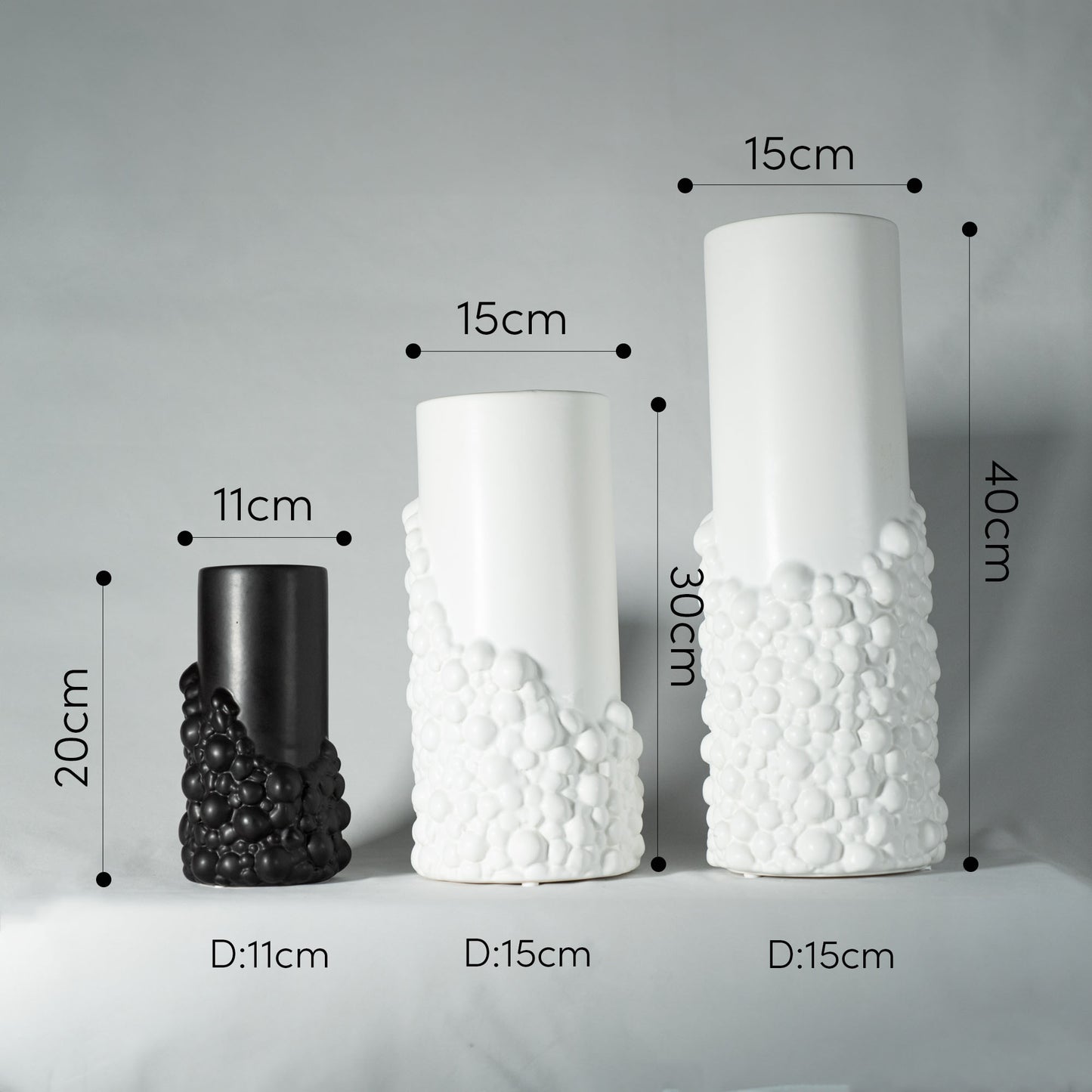 個性的 フラワーベース 「ANCIENT BARK VASE」 セラミックス製 花瓶 モノトーン