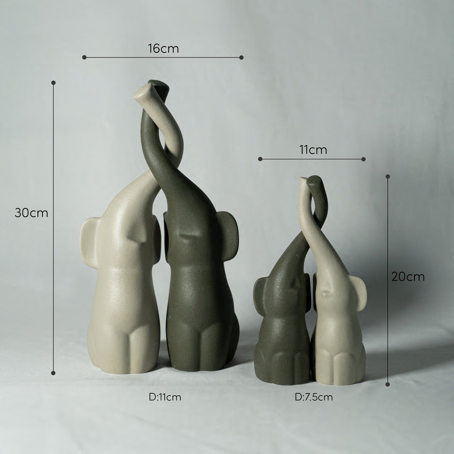 象モチーフ インテリア「COUPLE ELEPHANT」置物 オブジェ セラミック アースカラー