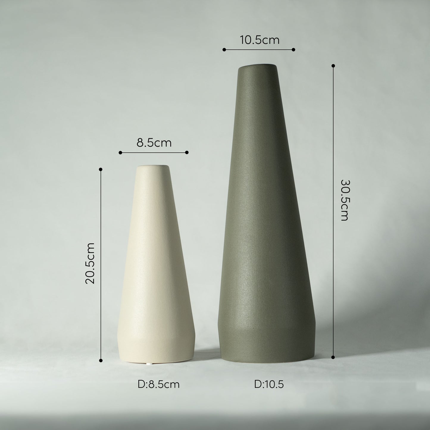 アースカラー フラワーベース「LEAN VASE」 花瓶 セラミック製 ミニマル