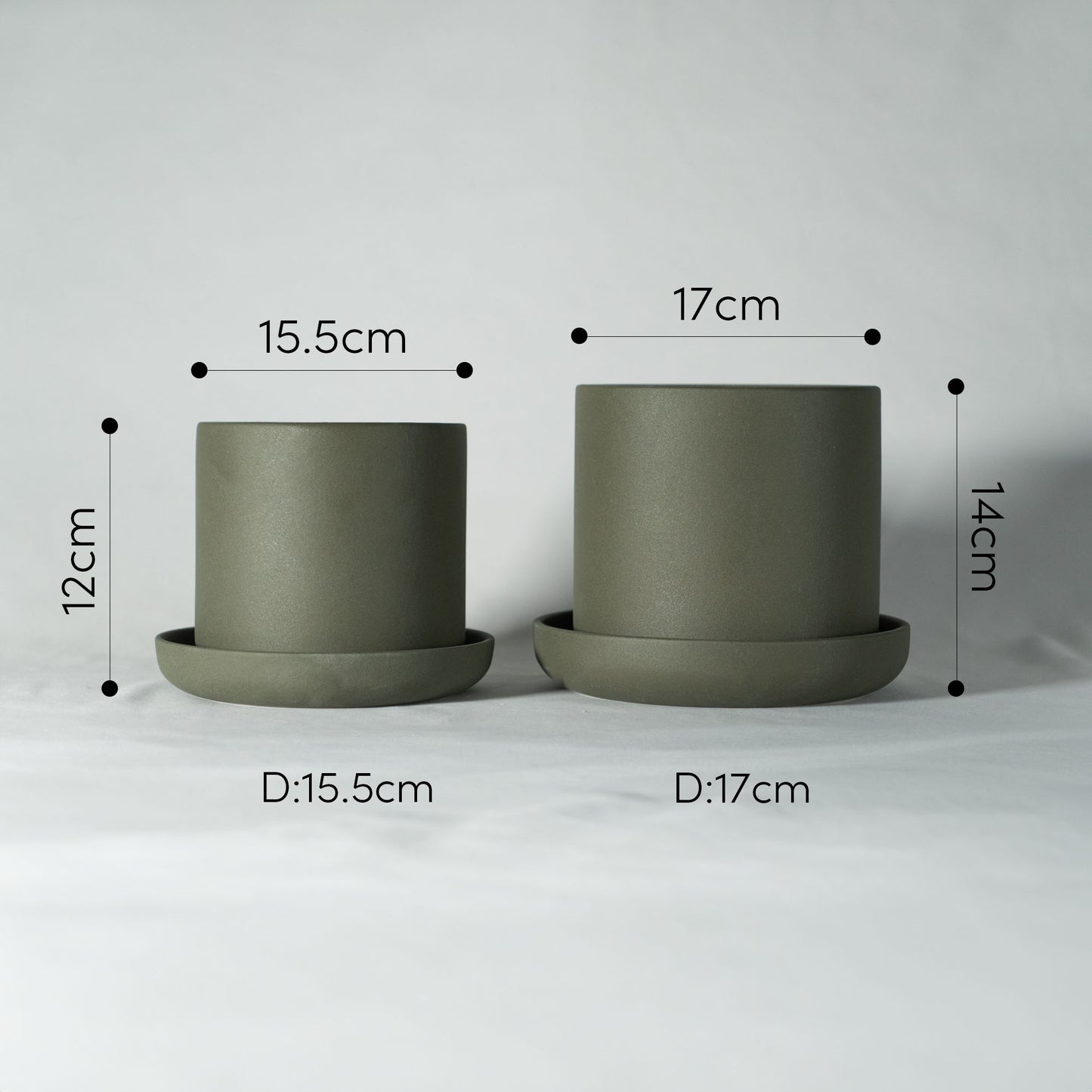 シンプル アースカラー フラワーポット「POT WITH SAUCER」 セラミックス製 鉢