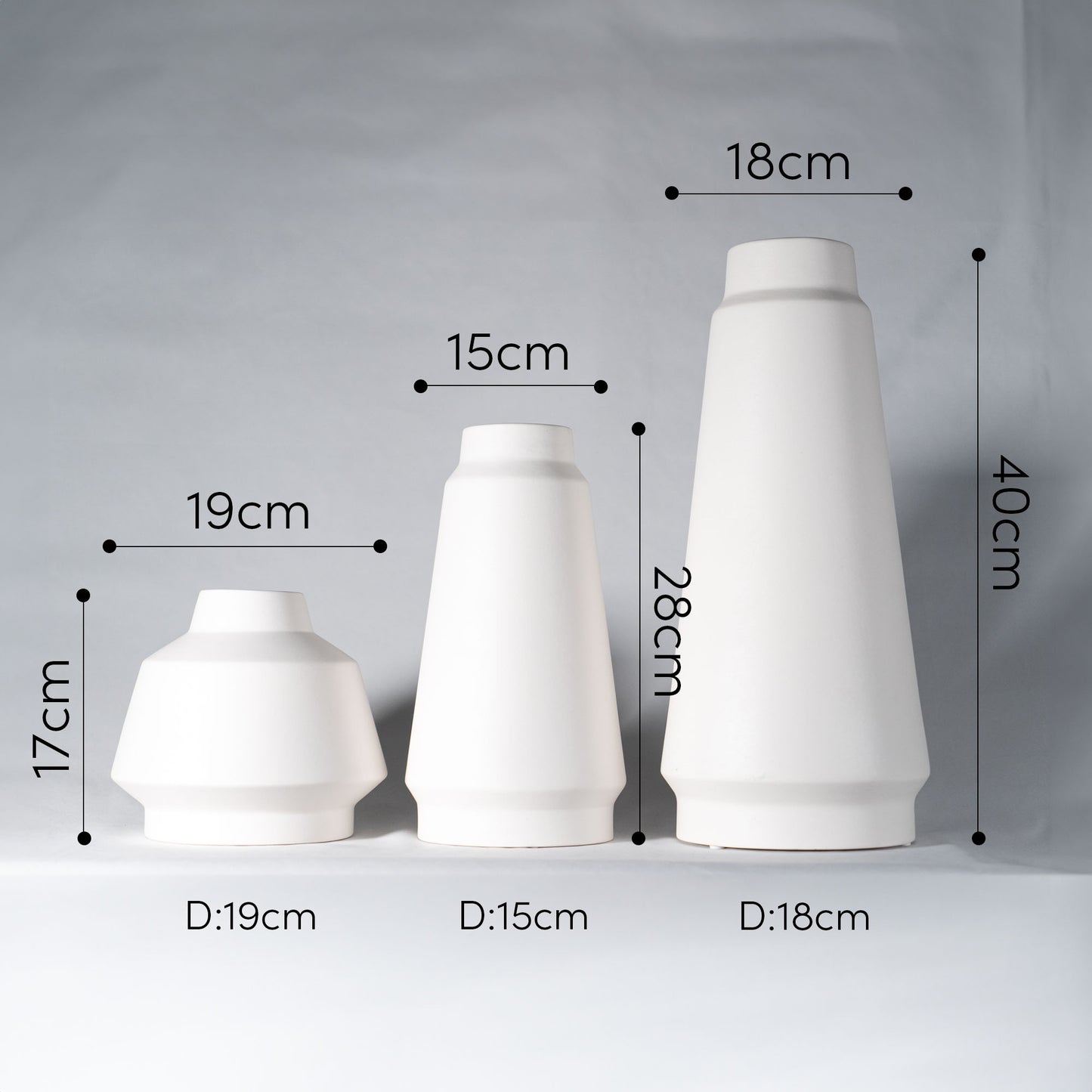 シンプル フラワーベース 「SOHO VASE」 セラミック製 花瓶 ミニマル モノトーン 大き目 白