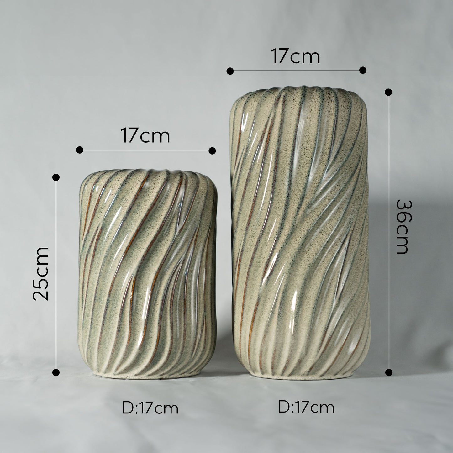 ビンテージ風 フラワーベース 「STEM Cream」 セラミックス製 花瓶