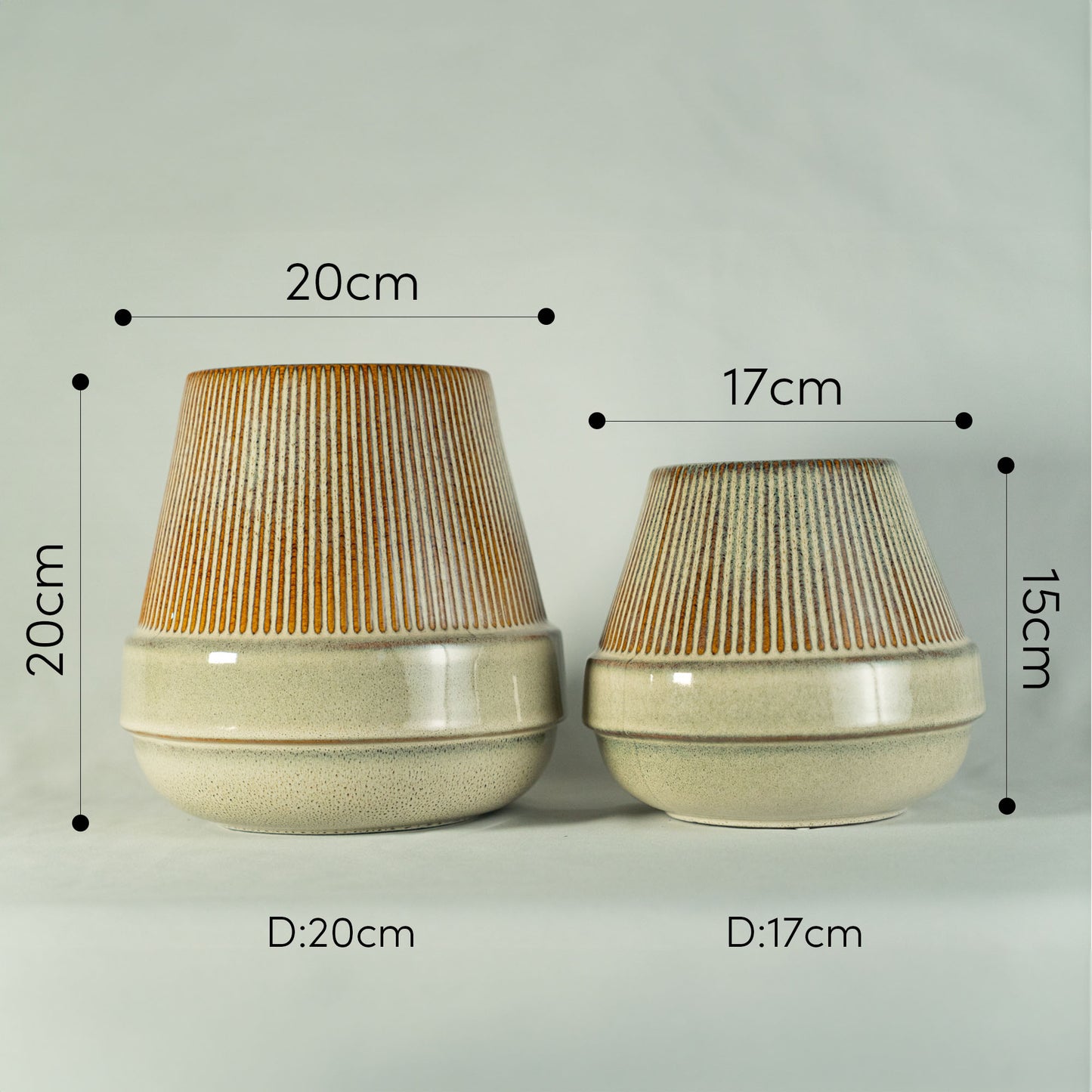 アンティーク調 フラワーベース「STRIPPED CONICAL VASE」花瓶 セラミック製