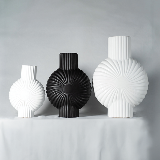 モノトーン おしゃれ フラワーベース 「LAMBERT VASE」 花瓶 セラミック製 ミニマル　